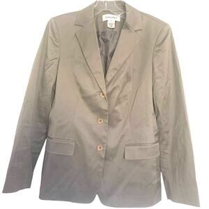 Calvin Klein Blazer Jacket 2 Gray 3 Button Pockets Business Casual Preppy Vent